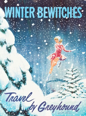 Winter Bewitches Greyhound Bus Travel Poster